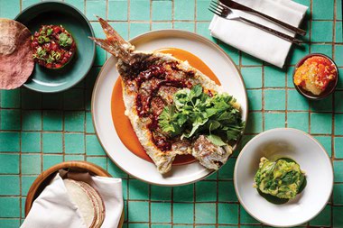 Casa Playa’s squash tamale, whole snapper tempura and tuna&nbsp;tartare 