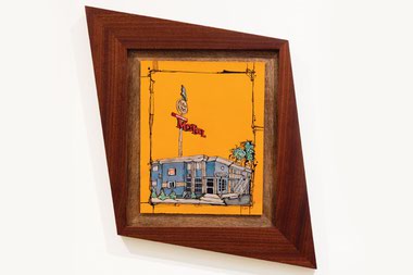 David Cooper’s ink and mixed media drawings of vanished Vegas buildings are on display through April 24 at the Charleston Heights Arts Center.