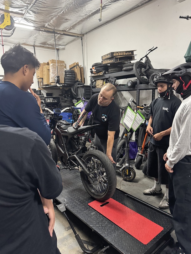 Joe Cantalicio hosts a youth safety seminar at his store WheelZen Rides in Las Vegas on May 3.