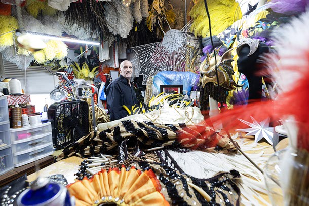 Stephen Veater is shown in a costume workroom at Grant Philipo’s Las Vegas Showgirl Museum Friday, July 25, 2025.