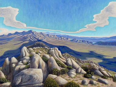 “Between Presence and Protection,” running through August 27, was created during a 30-day stint at Mystery Ranch, a desert research station and art residency.