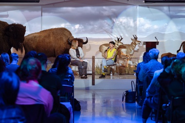 UNLV Ph.D. student Heather Wells Peterson with author Sabrina Imbler (right) at Las Vegas Science & Natural History&nbsp;Museum.