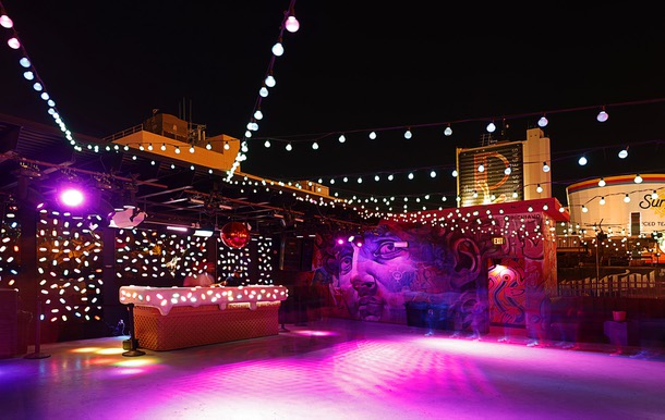 A view of the rooftop dance floor at We All Scream in downtown Las Vegas Friday, Oct. 3, 2025.