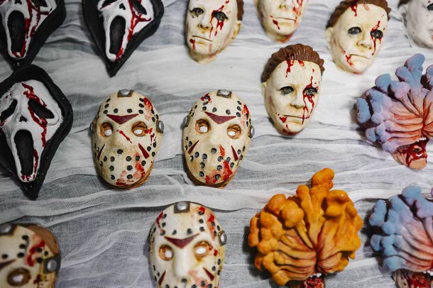 Merchandise is displayed for sale during the Nightmare in Vegas horror convention at the Silverton, Saturday, Oct. 4, 2025.