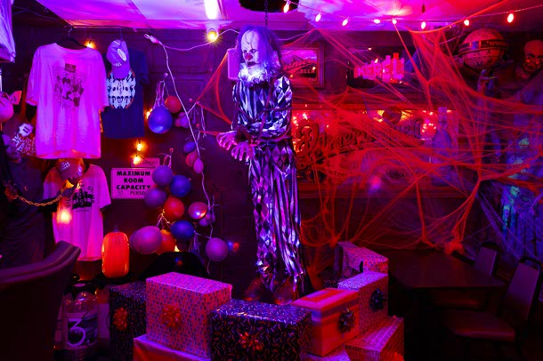 Halloween decor is displayed at The Silver Stamp, downtown, Tuesday, Oct. 21, 2025.