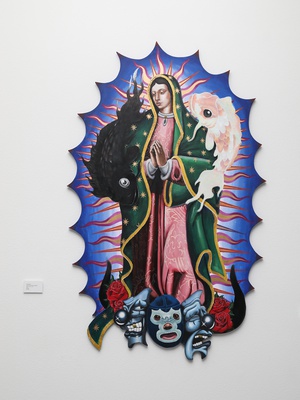 "Tonantzin" acrylic on oil and wood