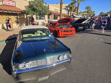 Vintage cars are displayed on Water Street during the Henderson Hot Rod Days car show in downtown Henderson Saturday, Oct. 4,&nbsp;2025.
