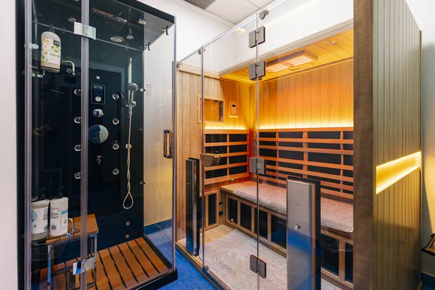 A sauna room at The Essential Element, Tuesday, Nov. 25, 2025.