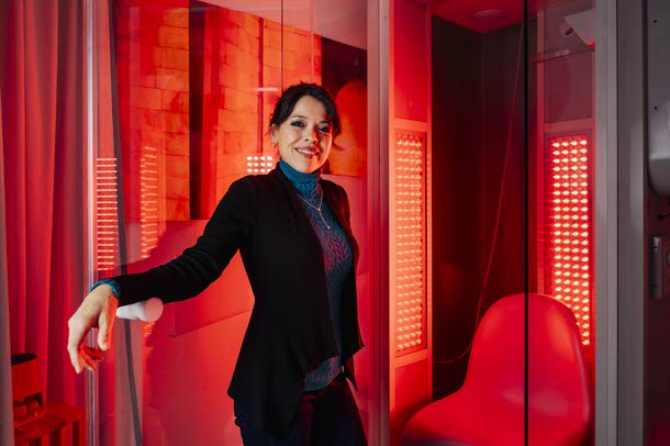 Michelle Zamora, owner of The Essential Element, poses for a photo in the salt therapy room, Tuesday, Nov. 25, 2025.