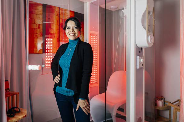 Michelle Zamora, owner of The Essential Element, poses for a photo in the salt therapy room, Tuesday, Nov. 25, 2025.