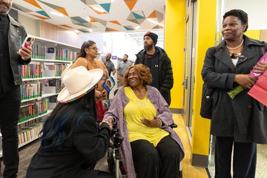 Civil rights activist Ruby Duncan, center, attends the grand opening of the West Las Vegas Library on December&nbsp;9.