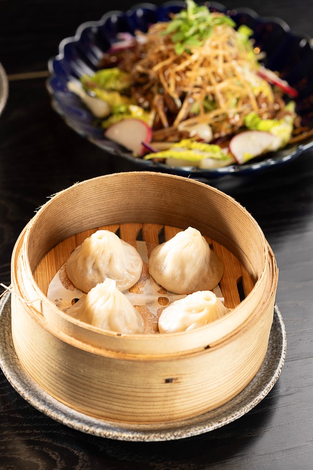 Iberico Pork Shanghainese Soup Dumplings and Peking Duck Salad at Mott 32 Las Vegas in the Palazzo Thursday, Jan. 15, 2026.