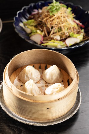 Shanghainese soup dumplings at Mott 32