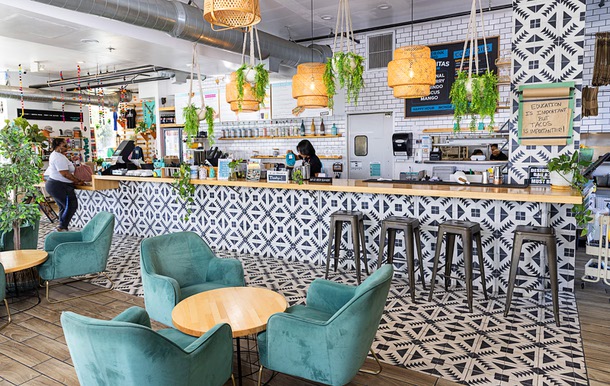 A interior view at Tacotarian in the Arts District Tuesday, Feb. 24, 2026.