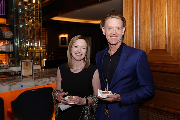 Guests attend a reception in the Alle Lounge on 66 before the C-Suite Honors event at Resorts World Wednesday, Feb. 25, 2026.