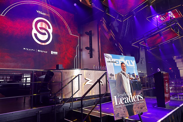 A view of the stage before the C-Suite Honors event in the Zouk Nightclub at Resorts World Wednesday, Feb. 25, 2026.