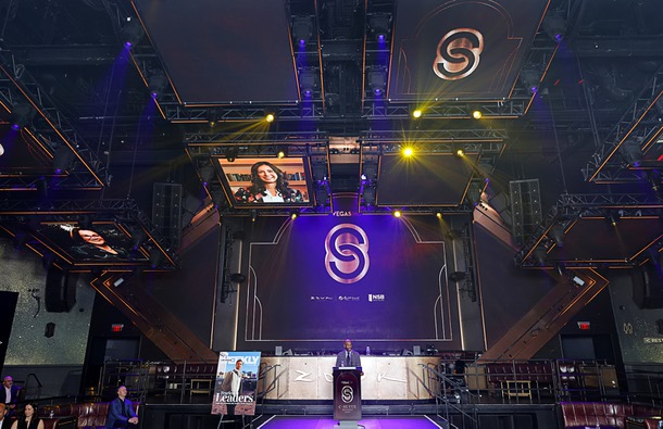A view of the stage during the C-Suite Honors event in the Zouk Nightclub at Resorts World Wednesday, Feb. 25, 2026.
