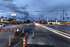 The intersection of East Flamingo Road and South Maryland Parkway on March 31.