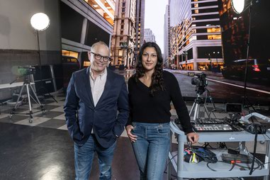 Adam Paul (left), assistant professor of film in screen acting at UNLV, and Lily Magdesyan, senior UNLV film&nbsp;student