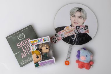 Suga picket and other BTS-themed&nbsp;merchandise
