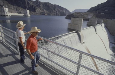 Sightseers take in the views at Hoover Dam in June&nbsp;1983.