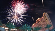 A synchronized fireworks display will be fired off at 9 p.m. from nine rooftops spanning the Strip.