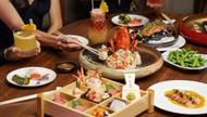 “We wanted to create a menu that touches all areas of the restaurant—from the sushi bar, robata, the tempura, down to pastry,” says executive chef Lue Xiong.